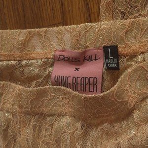 Doll's kill Yung Reaper peach shimmer lace pants size L